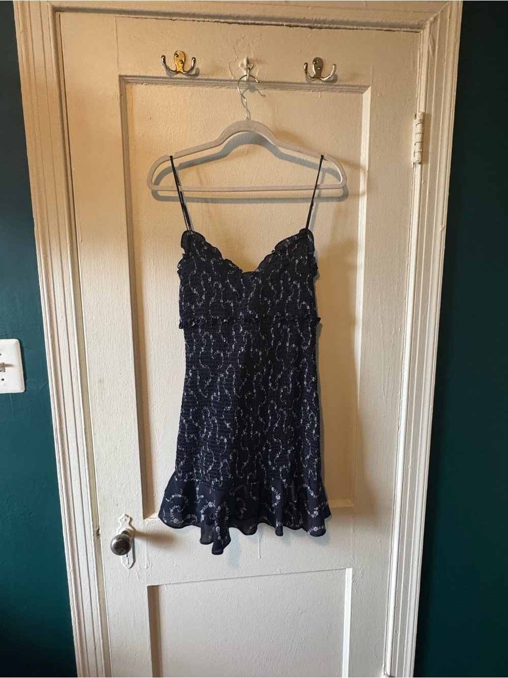 Likely Navy Floral Lace-Trim Cami Dress